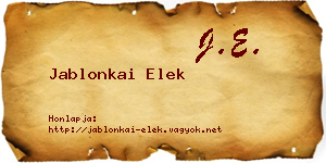 Jablonkai Elek névjegykártya