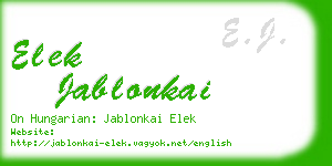 elek jablonkai business card